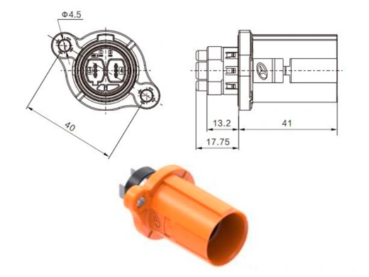 รายละเอียดของขั้วต่อไฟฟ้า YG1176D-2pin Series