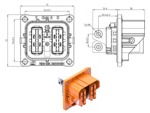 รายละเอียดของขั้วต่อไฟฟ้า YGEV6-2pin Series